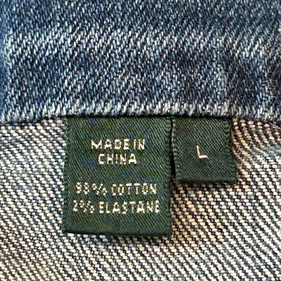 Lauren Jeans Co Ralph Lauren Denim Jacket Women L Blue Zip Utility Trucker Coat - Picture 5 of 10